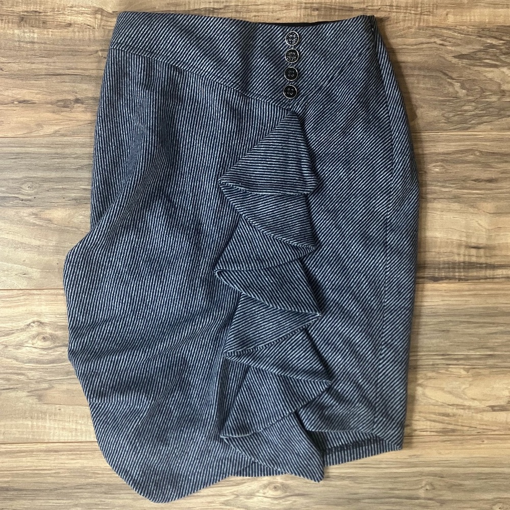 Eva Franco Wool Blend Ruffle Pencil Skirt